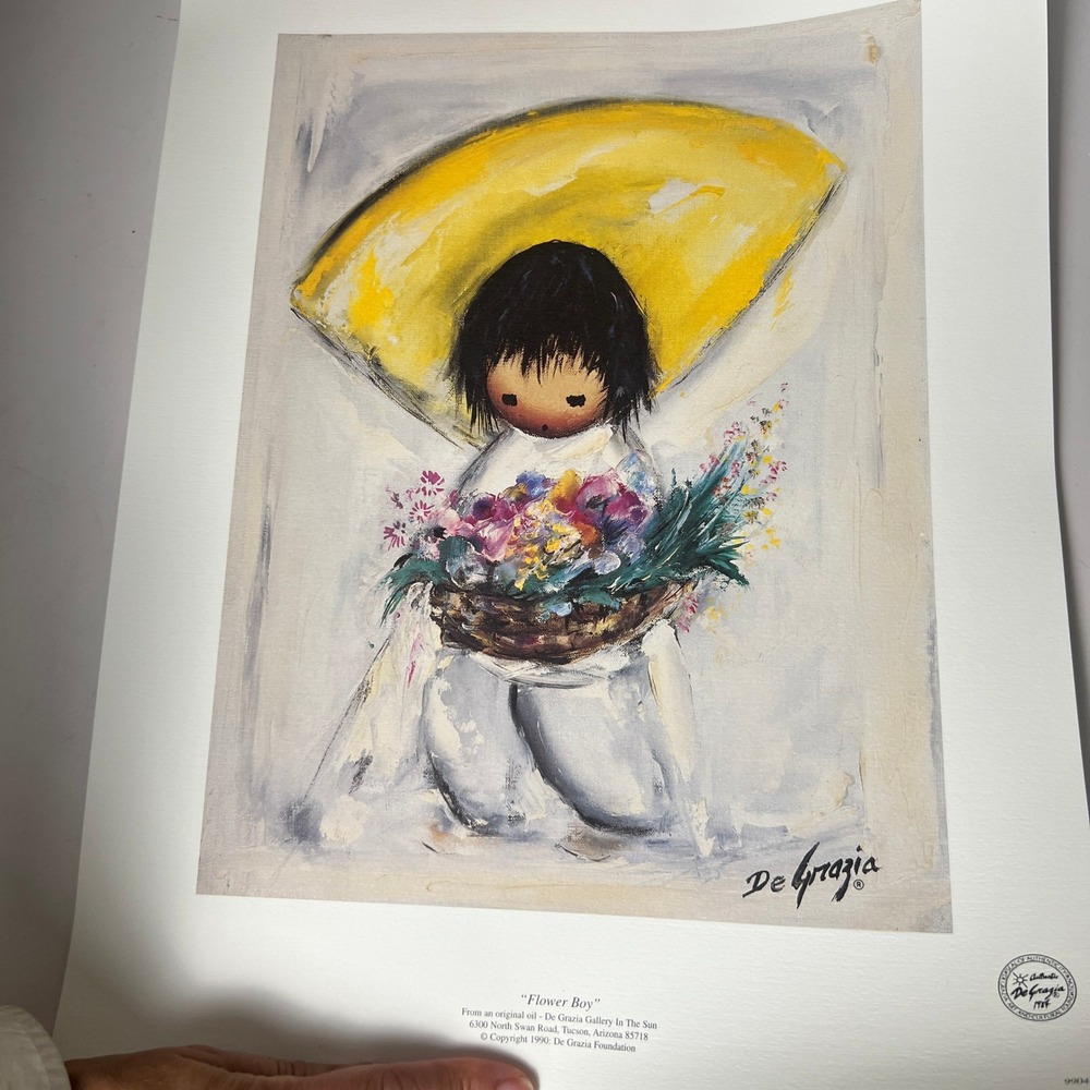 DeGrazia‎ Flower Boy Art Print 12x16 Southwestern Native American Style Culture